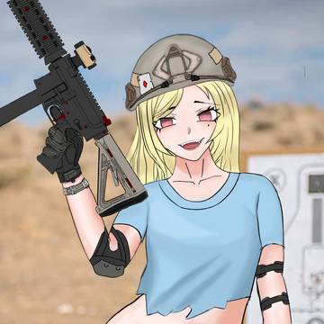 NN girl with a submachine gun