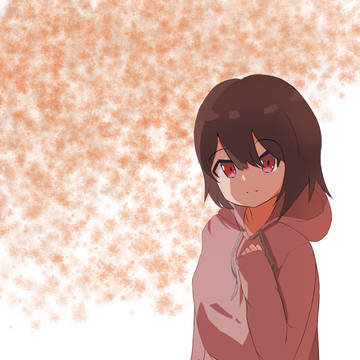 紅葉の下で見つめてくる女の子