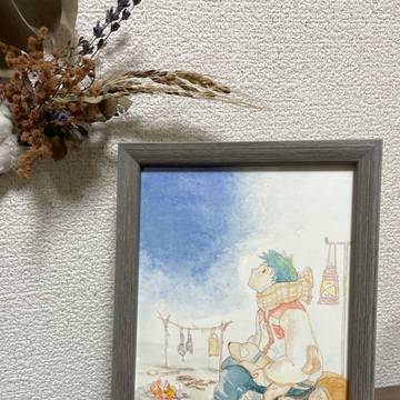 原画「わんことソロキャンプ」
