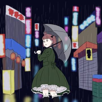 サイバーパンク風の路地