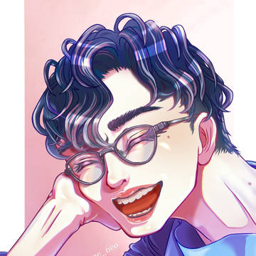笑うメガネ男子