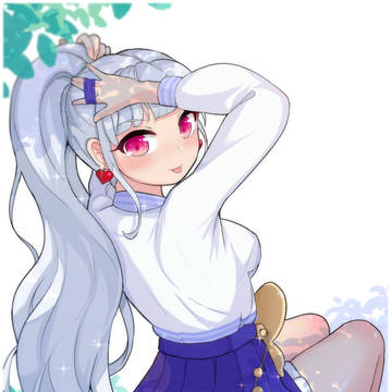 머리묶는 은발 소녀 메이플 커미션
