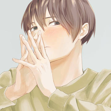 照れ顔男子
