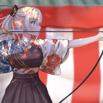 弓を引くレイちゃん