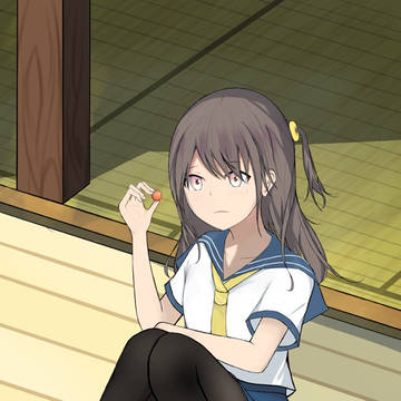 縁側に座る女の子