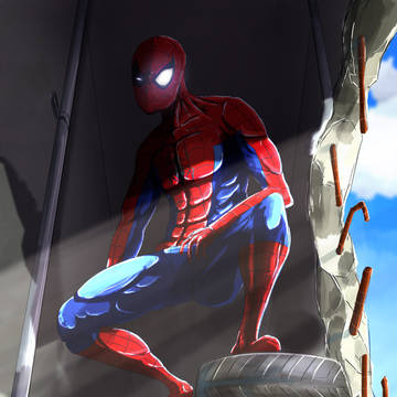 スパイダーマン描きました