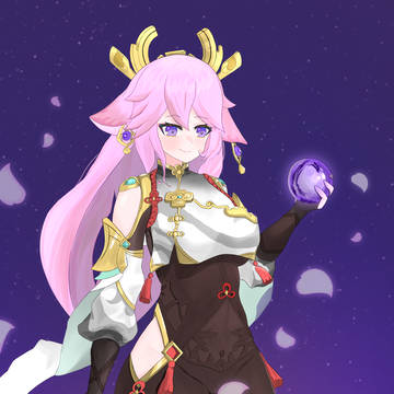 申鶴の服を着た八重神子