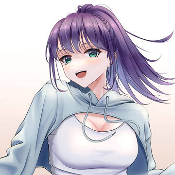 例のパーカーを着たポニーテール女子