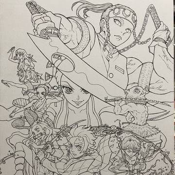 鬼滅の刃 遊郭編 キービジュアル 線画