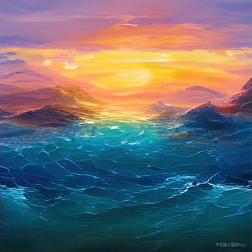 青い海の夕暮れ