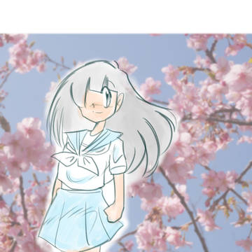 河津桜とセーラー服