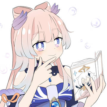 Kokomi reading a traveler's book