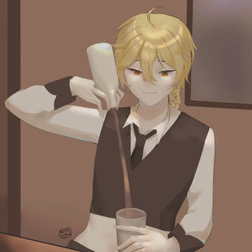 Traveler in bartender uniform<3