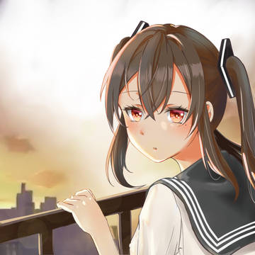 振り返る少女