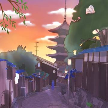 夕暮れの古都