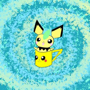 Pichu inside a Pikachu mug