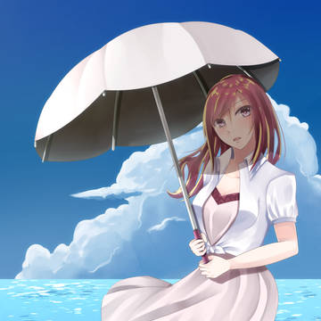 日傘を持って海へ…