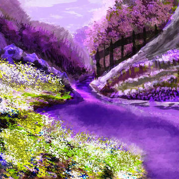 【風景画】春の川辺
