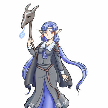 耳長青髪娘