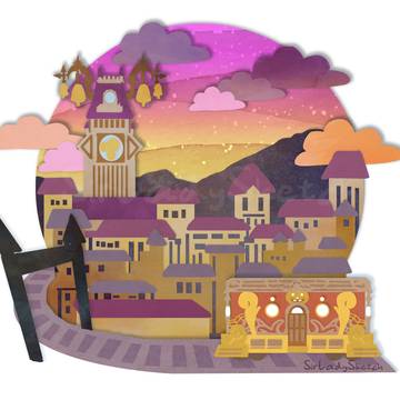 Twilight Town - papercraft style