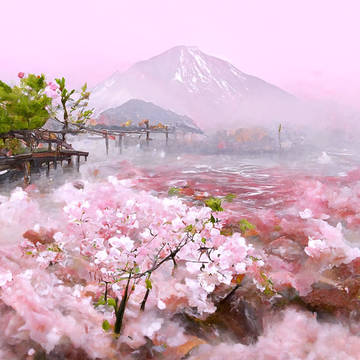 湖畔の桜