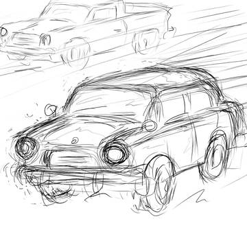 落書き　昔の車