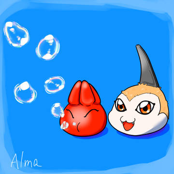 プニモンとツノモン