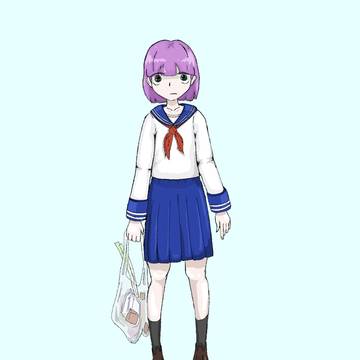 anime girl with groceries