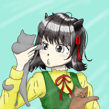 女の子と猫