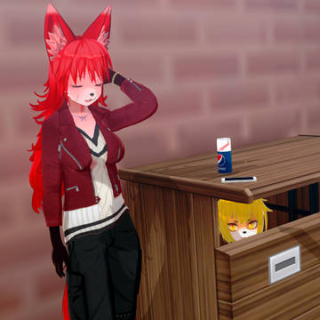 待ち合わせをする狼娘
