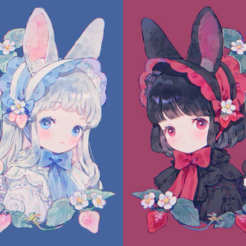 白うさ＆黒うさ