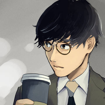 黒髪メガネリーマンとコーヒー