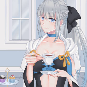 お茶会を楽しむモルガン様