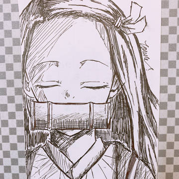 ボールペン一発描きチャレンジ☆ 禰豆子Ver.