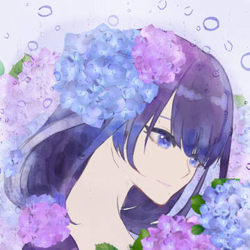 影と紫陽花