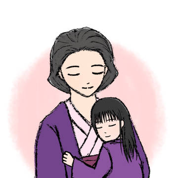 母の腕の中に