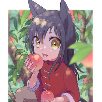 黒猫と桃の木