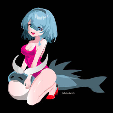 anime girl with anime fish
