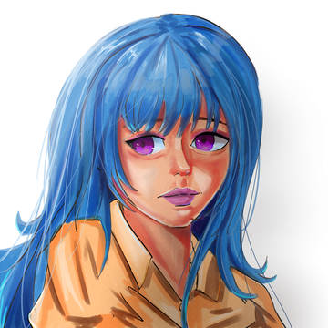 青い髪の少女のイラスト