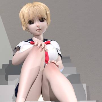 階段に座る