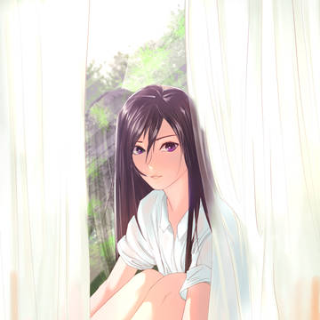窗前少女