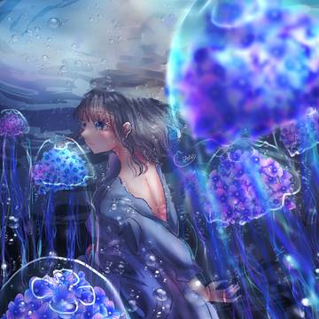紫陽花の海月
