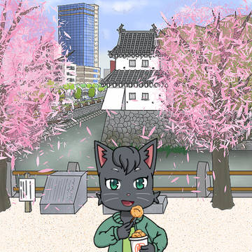 オッドタクシー ファンアート 大分城桜景色