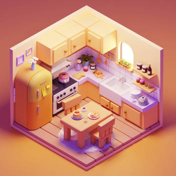 Interior Kitchen Room 3d Model