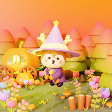 Cute Fantasy Deer Wizard Charact
