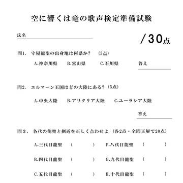 空に響くは竜の歌声検定準備試験