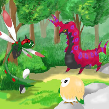 森のポケモンたち(昼・夜)