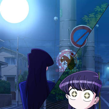 komi-san looking the Moon