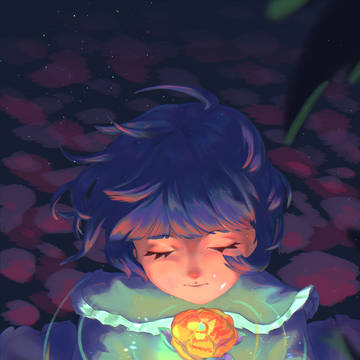 花と祈りを持つ少女
