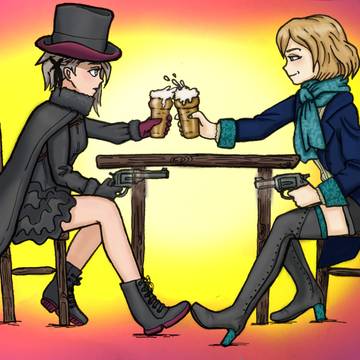 Ange and Zelda share a pint